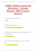 CMHC midterm Answered Questions | Already  Passed | 100 % Correct  Answer