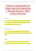 Fulton County Body Art  Exam Answered QuestionFulton County Body Art  Exam Answered Questions  | Already Passed | 100 %  Correct Answerss  | Already Passed | 100 %  Correct Answers