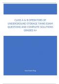 Class A & B Operators of Underground Storage Tanks Exam Questions and Complete Solutions Graded A+