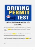 DMV NC Permit Test/ 44 Qs & Ans/ 2024-2025.  