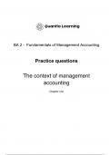 CIMA BA2 Practice Test Chapter 1-The context of management accounting