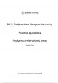 CIMA BA2 Practice Test Chapter 3-Analysing and predicting costs