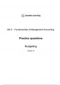 CIMA BA2 Practice Test Chapter 6-Budgeting