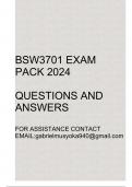 BSW3701 Exam pack 2024(Questions and answers)