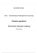 CIMA BA2 Practice Test Chapter 13 - Short-term decision making