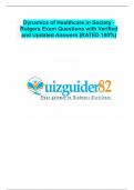 Dynamics of Healthcare in Society -  Rutgers Exam Questions with Verified  and Updated Answers [RATED 100%]