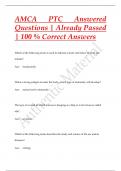 AMCA PTC Answered Questions | Already Passed  | 100 % Correct Answers