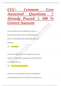 CCC- Common Core Answered Questions |  Already Passed | 100 %  Correct Answers