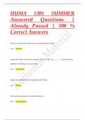 HUMA 1301 SUMMER Answered Questions |  Already Passed | 100 %  Correct Answers