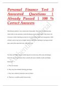 Personal Finance Test 3 Answered Questions |  Already Passed | 100 %  Correct Answers