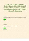 PRN1725 / PRN 1725 Exam 2 Review (Latest 2024 / 2025 Update) Client-Centered Care IV | Questions and Verified Answers | 100% Correct | Grade A - Rasmussen