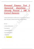 Personal Finance Test 3 Answered Questions |  Already Passed | 100 %  Correct Answers