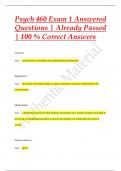 Psych 460 Exam 1 Answered Questions | Already Passed  | 100 % Correct Answers