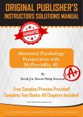 Abnormal Psychology Perspectives with MyPsychKit, 4E David JA Dozois Philip Firestone Solution Manuals