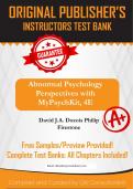 Abnormal Psychology Perspectives with MyPsychKit, 4E David JA Dozois Philip Firestone Test Bank