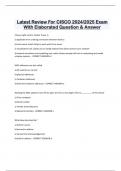 Latest Review For CISCO 2024/2025 Exam  With Elaborated Question & Answer