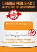 Abnormal Psychology, 14E by James N Butcher, Susan Mineka, Jill M Hooley Solution Manuals