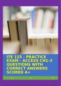 ITE 115 - PRACTICE EXAM - ACCESS CH1-3 QUESTIONS WITH CORRECT ANSWERS SCORED A+