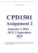 CPD1501 Assignment 2 (COMPLETE ANSWERS) Semester 2 2024) - DUE 2 September 2024 ; 100% TRUSTED Complete, trusted solutions and explanations .