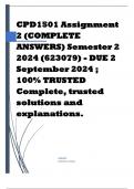 CPD1501 Assignment 2 (COMPLETE ANSWERS) Semester 2 2024 (623079) - DUE 2 September 2024 ; 100% TRUSTED Complete, trusted solutions and explanations.