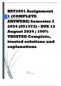 HSY2601 Assignment 1 (COMPLETE ANSWERS) Semester 2 2024 (651373) - DUE 12 August 2024 ; 100% TRUSTED Complete, trusted solutions and explanations.