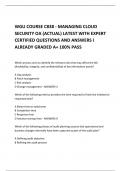 WGU COURSE C838 - MANAGING CLOUD SECURITY OA (ACTUAL) LATEST 2024 WITH EXPERT CERTIFIED QUESTIONS AND ANSWERS I ALREADY GRADED A+ 100% PASS 