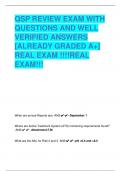 QSP REVIEW EXAM WITH  QUESTIONS AND WELL  VERIFIED ANSWERS  [ALREADY GRADED A+]  REAL EXAM !!!!REAL  EXAM!!!