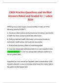 BUNDLE for CRCR Review Exam Questions | Correctly Answered and Graded A+ | Latest 2024