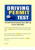 NC DMV Permit (Actual) Test/ 584 Qs & Ans/ 2024-2025.