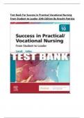 Test Bank For Success in Practical Vocational Nursing From Student to Leader 10th Edition By Knecht Patricia