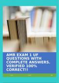 AMR EXAM 1 UF QUESTIONS WITH COMPLETE ANSWERS. VERIFIED 100% CORRECT!!