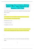 Psychology Test 3 (Tulane, Bethany Rollins, PSYC 1000) Questions and  Answers 100% Pass