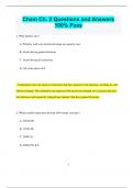 Chem Ch. 2 Questions and Answers  100% Pass