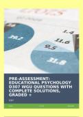 PRE-ASSESSMENT: EDUCATIONAL PSYCHOLOGY D307 WGU QUESTIONS WITH COMPLETE SOLUTIONS, GRADED +