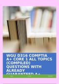 WGU D316 COMPTIA A+ CORE 1 ALL TOPICS (COMPILED) QUESTIONS WITH ALREADY GUARANTEED A+ SOLUTIONS!!