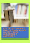 CDC 3E151: Volume 3. HVAC/R Fundamentals (LATEST) 2024 QUESTIONS & ANSWERS!!