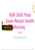 NUR 2459 / NUR2459 Final Exam : Mental and Behavioral Health Nursing (Latest 2024 / 2025)[ BLUE PRINT ]