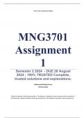 MNG3701 Assignment 1 (COMPLETE ANSWERS) Semester 2 2024  - DUE 28 August 2024 ; 100% TRUSTED Complete, trusted solutions and explanations.