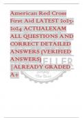 American Red Cross  First Aid LATEST 2023- 2024 ACTUALEXAM  ALL QUESTIONS AND  CORRECT DETAILED  ANSWERS (VERIFIED  ANSWERS)  |ALREADY GRADED  A+