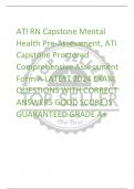 ATI RN Capstone Mental  Health Pre-Assessment, ATI  Capstone Proctored  Comprehensive Assessment  Form A LATEST 2024 EXAM  QUESTIONS WITH CORRECT  ANSWERS GOOD SCORE IS  GUARANTEED GRADE A+