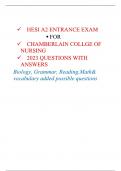 Hesi a2 biology grammar reading math and vocabulary added possible questions Complete Solution