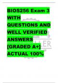 BIOS256 Exam 3 WITH  QUESTIONS AND  WELL VERIFIED  ANSWERS  [GRADED A+]  ACTUAL 100%