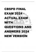 CBSPD FINAL  EXAM 2024 - ACTUAL EXAM  WITH  QUESTIONS AND  ANSWERS 2024  NEW VERSION