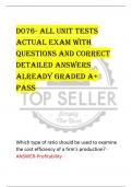 D076- ALL UNIT TESTS ACTUAL EXAM WITH  QUESTIONS AND CORRECT  DETAILED ANSWERS  ALREADY GRADED A+  PASS