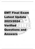 EMT Final Exam Latest Update  2023/2024  Verified  Questions and  Answers