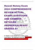 Hawaii Notary Exam 2024 COMPREHENSIVE  REVIEW ACTUAL  EXAMS QUESTIONS  AND CORRECT  DETAILED  ANSWERS|ALREADY  GRADED A+