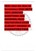 HESI, Hesi A2, Hesi A2  Vocabulary 2024 (WITH  100% VERIFIED  QUESTIONS AND  ANSWERS) REAL  PROTOCORED EXAM  ALREADY GRADED A+  GUARANTEED PASS