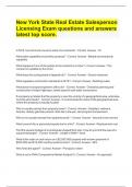 NY REAL ESTATE EXAM -REVIEW QUESTIONS/NYS Real Estate Salesperson Exam /NY Real Estate State Exam (Mult Choice) /New York Real Estate Salesperson Exam/New York Real Estate Exam Prep/NY Real Estate Practice Exam Questions And Answers/NYS REAL ESTATE>&gt