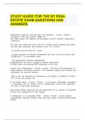 STUDY GUIDE FOR THE NY REAL ESTATE EXAM QUESTIONS AND ANSWERS.