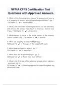 NPMA CPPS Certification Test Questions with Approved Answers |Latest 2024/2025